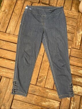 Ruby Rd. Indigo Pull-On Cropped Lace-Up Ankle Jeans